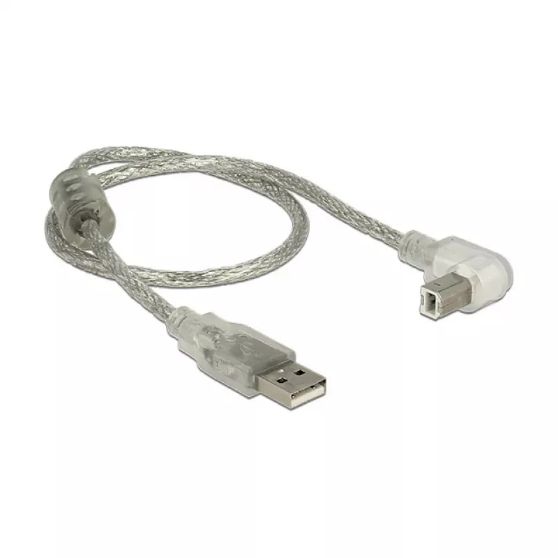 USB kabelis DeLOCK 84811 USB 2.0 0,5 m USB A USB B Sudraba Caurspīdīgs