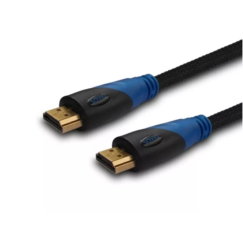 HDMI kabelis SAVIO CL-48 2 m, HDMI 1.4, 4K (4096x2160), ARC, Ethernet, zeltīti kontakti