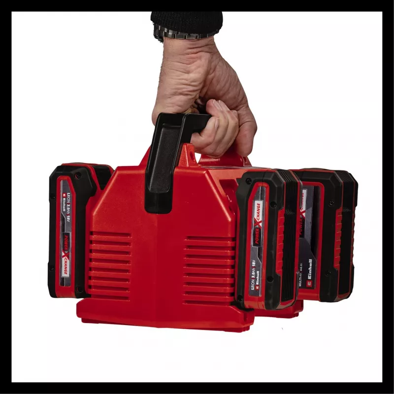 EINHELL Power X-Quattrocharger 4A - Universāls Power X-Change lādētājs 4 akumulatoriem (LED statusa displejs | Paralēlā uzlāde | Ātrā uzlāde | Uzlādes pārvaldība | Re
