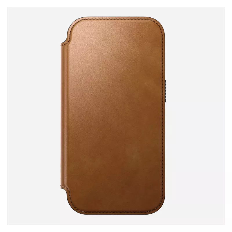 Atvāžamais tālruņa maciņš Nomad Modern Leather Folio iPhone 17 Pro, āda + alumīnijs, 6,3 collas (16 cm), iedegums, 3 karšu kabatas