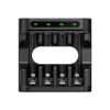 Akumulatoru lādētājs XTAR 4 vietu, AA/AAA (Li-ion, NiMH) USB-C, LED indikatori, melns
