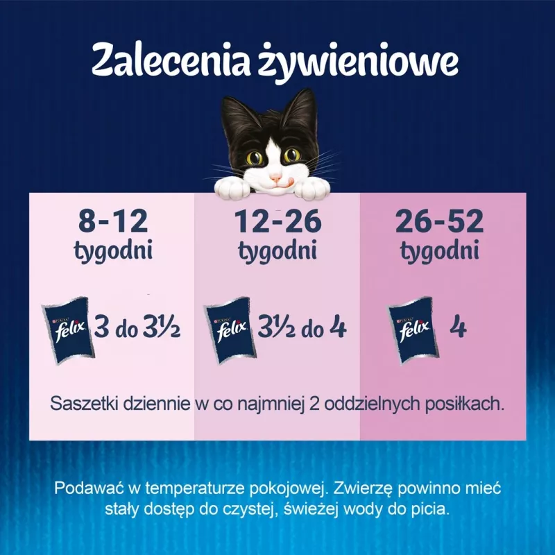 Mitrā kaķu barība Purina Nestlé Felix Fantastic Junior 85 g paciņa — vista, 77,5% mitrums, 13,5% olbaltumvielas