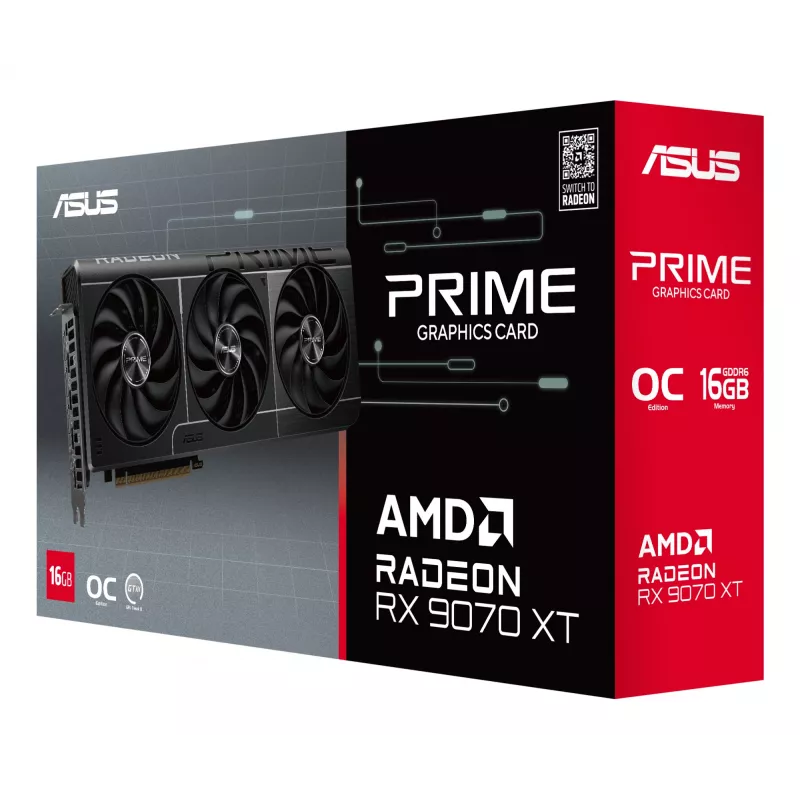Grafikas karte ASUS PRIME RX 9070 XT 16GB GDDR6 PCIe 5.0, 256-bit, 3x DisplayPort 2.1a, HDMI 2.1b, 3x8-pin, 312×130×50 mm