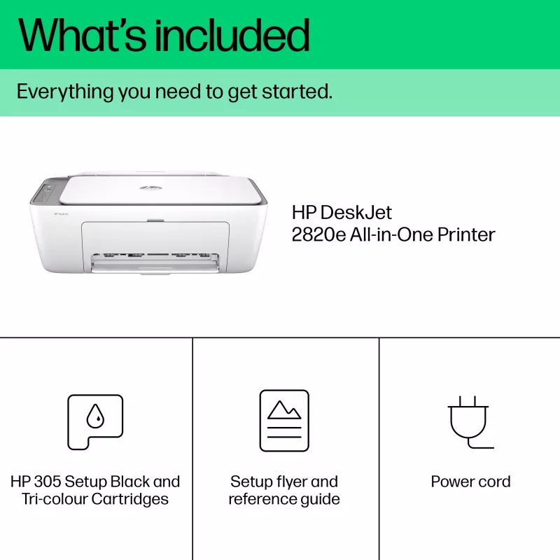 HP DeskJet 2820e bezvadu daudzfunkciju krāsu printeris, Instant Ink; kopētājs, skeneris