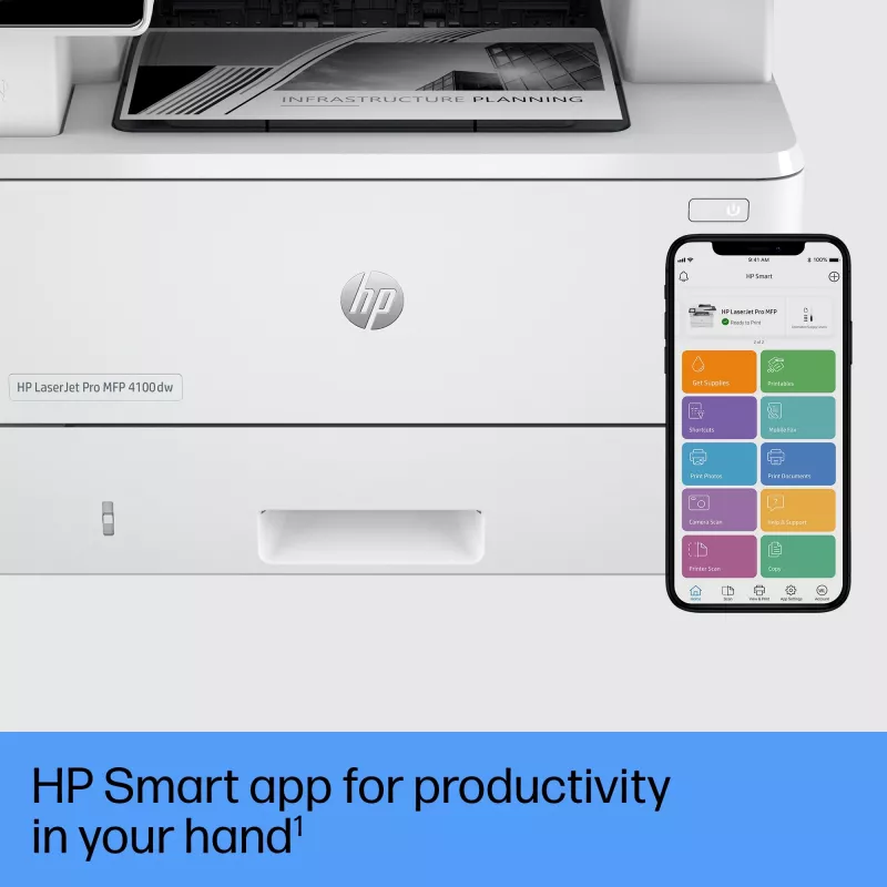 HP LaserJet Pro MFP 4102dw printeris, lāzeris, vienkrāsas druka, 1200 x 1200 DPI, A4, tiešā druka, balts