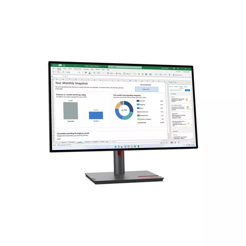 Lenovo ThinkVision P27h-30 datora monitors 68.6 cm (27 collas) 2560 x 1440 pikseļi Quad HD LCD Melns