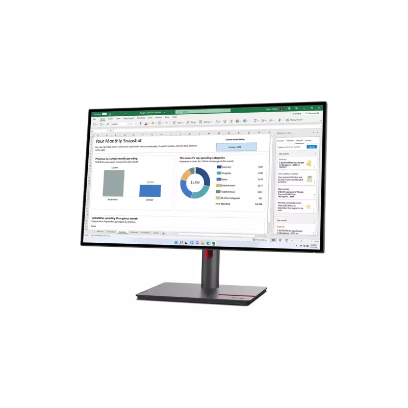 Lenovo ThinkVision P27h-30 datora monitors 68.6 cm (27 collas) 2560 x 1440 pikseļi Quad HD LCD Melns