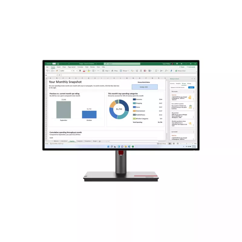 Lenovo ThinkVision P27h-30 datora monitors 68.6 cm (27 collas) 2560 x 1440 pikseļi Quad HD LCD Melns