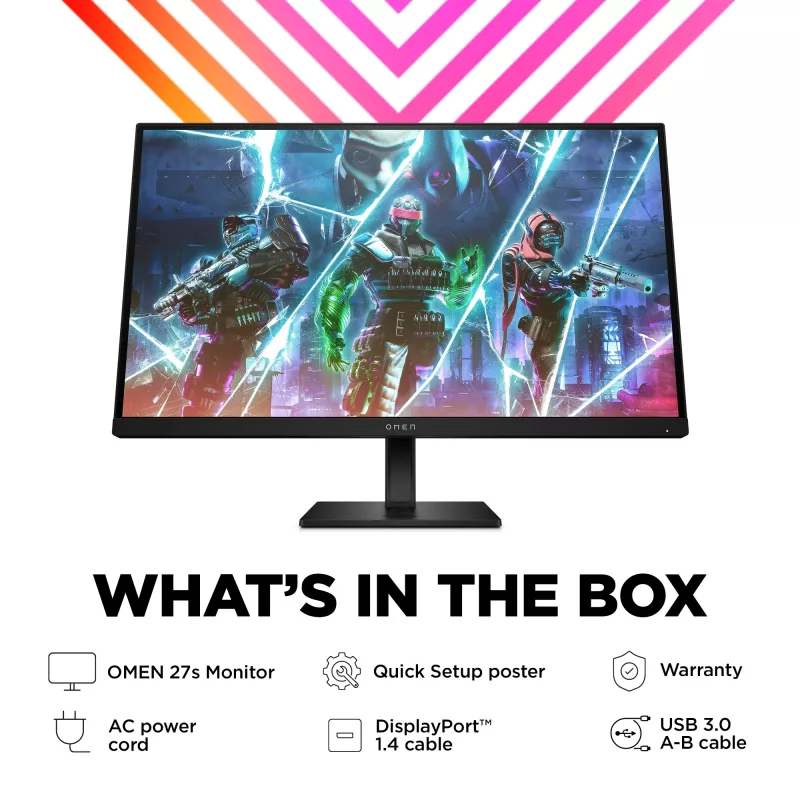 OMEN by HP 27 collu FHD 240Hz spēļu monitors - OMEN 27s, 68.6 cm (27 collas), 1920 x 1080 pikseļi, Full HD, LCD, 1 ms, Melns