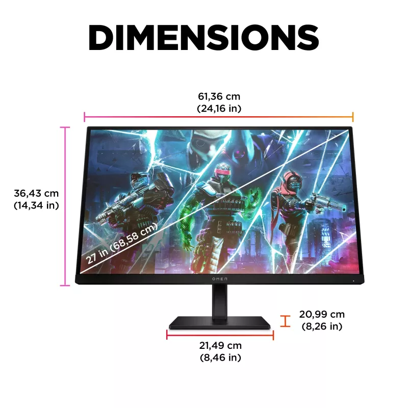 OMEN by HP 27 collu FHD 240Hz spēļu monitors - OMEN 27s, 68.6 cm (27 collas), 1920 x 1080 pikseļi, Full HD, LCD, 1 ms, Melns
