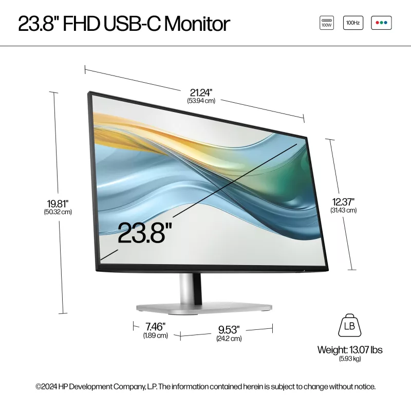 HP Series 5 Pro 23.8 collu FHD USB-C monitors — 524pu