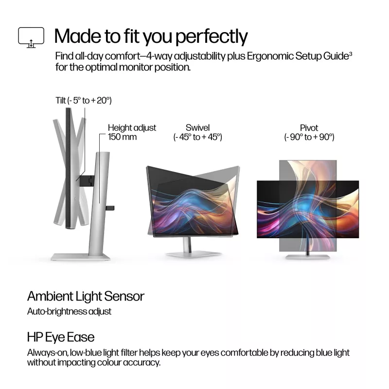 HP Series 7 Pro 27 collu QHD monitors - 727pq, 68,6 cm (27 colli), 2560 x 1440 pikseļi, Quad HD, LCD, 5 ms, Melns