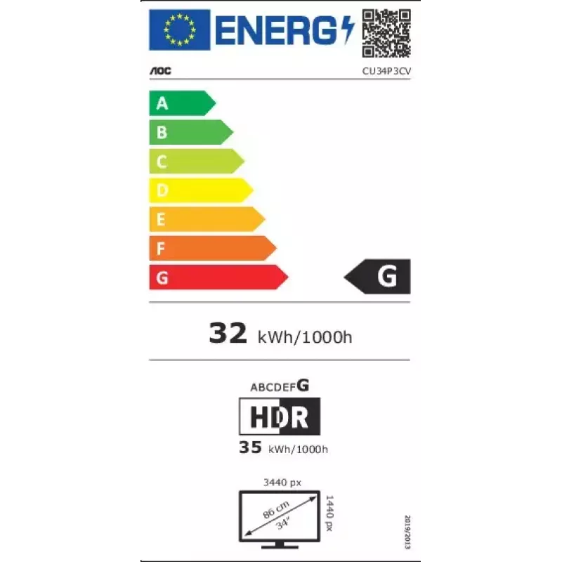 AOC CU34P3CV datora monitors 86,4 cm (34 colli) 3440 x 1440 pikseļi UltraWide Quad HD LED Melns