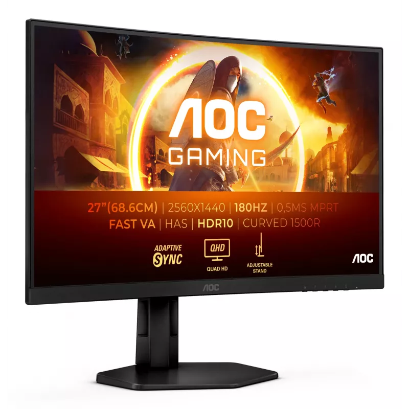 AOC G4 CQ27G4X datora monitors 68,6 cm (27 colli) 2560 x 1440 pikseļi Quad HD LCD Melns