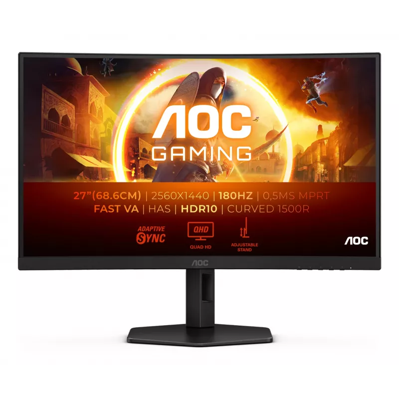 AOC G4 CQ27G4X datora monitors 68,6 cm (27 colli) 2560 x 1440 pikseļi Quad HD LCD Melns