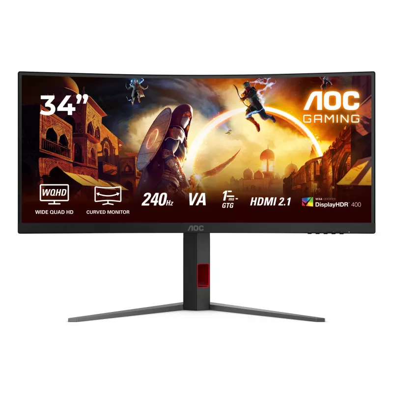 AOC G4 CU34G4Z datora monitors 86,4 cm (34 colli) 3440 x 1440 pikseļi Wide Quad HD LED Melns, Sarkans
