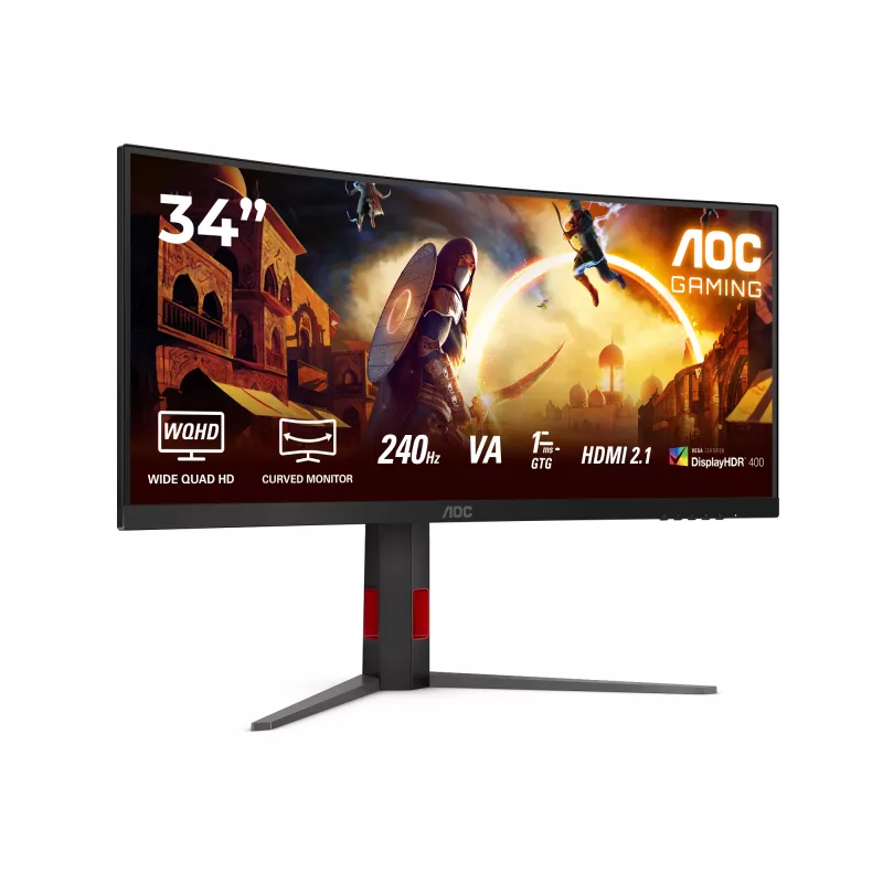 AOC G4 CU34G4Z datora monitors 86,4 cm (34 colli) 3440 x 1440 pikseļi Wide Quad HD LED Melns, Sarkans