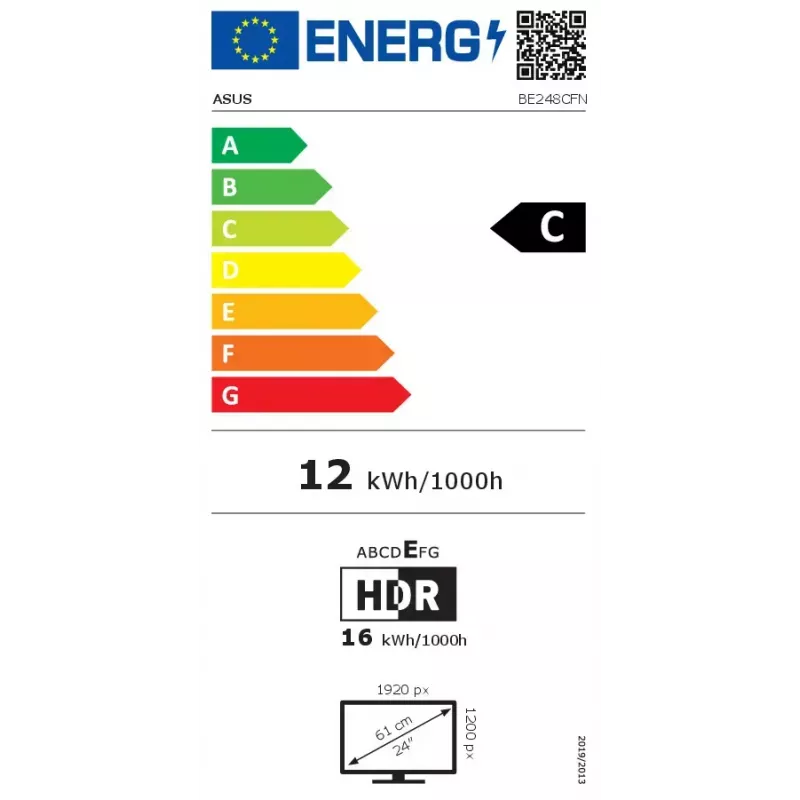ASUS BE248CFN datora monitors 61,2 cm (24,1 collas) 1920 x 1200 pikseļi WUXGA LCD Melns