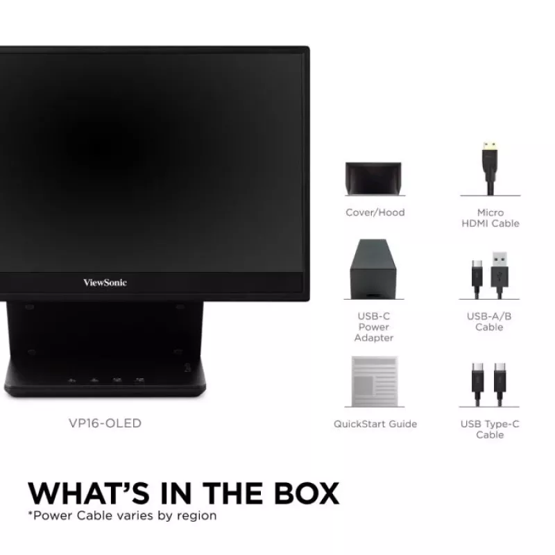 Viewsonic VP sērijas VP16-OLED datora monitors 40,6 cm (16 collas) 1920 x 1080 pikseļi Full HD Melns