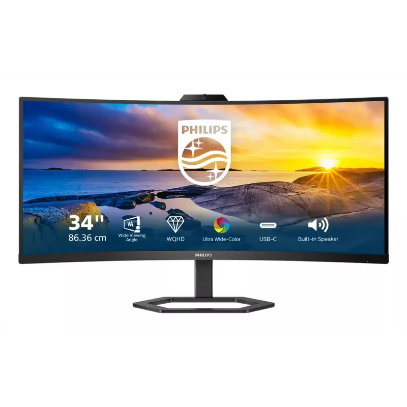 Philips 5000 sērijas 34E1C5600HE/00 datora monitors 86,4 cm (34 collas) 3440 x 1440 pikseļi 4K Ultra HD LED Melns