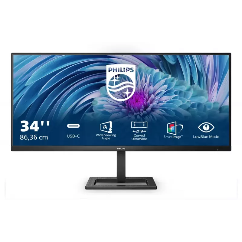 Philips E Line 346E2LAE/00 datora monitors 86,4 cm (34 colli) 3440 x 1440 pikseļi Wide Quad HD LCD melns