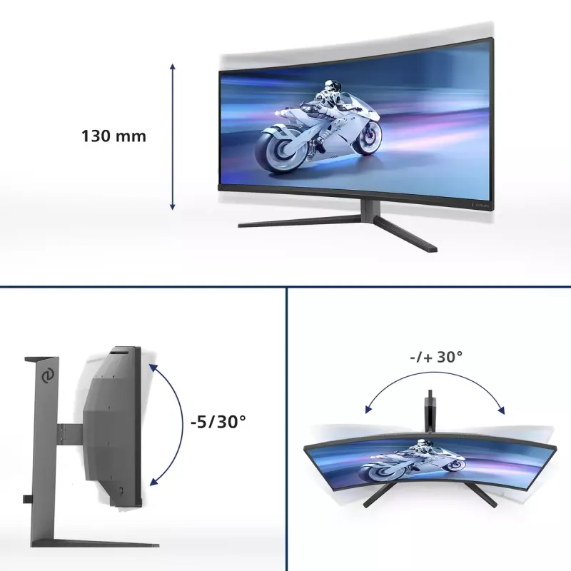 Philips Evnia 34M2C6500/00 datora monitors 86,4 cm (34 colli) 3440 x 1440 pikseļi Wide Quad HD QD-OLED Pelēks