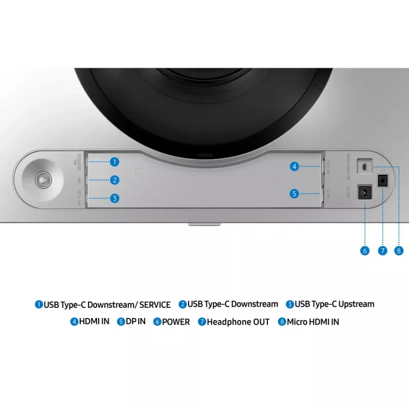 49 collu OLED izliekts monitors Samsung S49DG910SU — Dual QHD 5120×1440, 32:9, 0,03 ms, 2×USB-C, VESA, augstuma regulējams