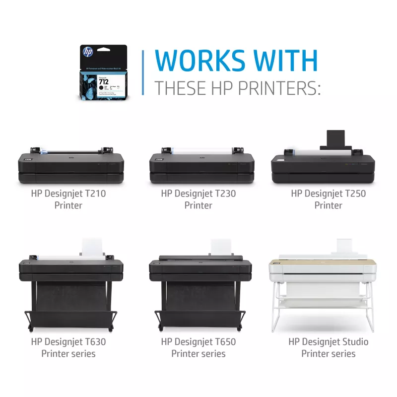 HP 712 80 ml melna DesignJet tintes kasetne