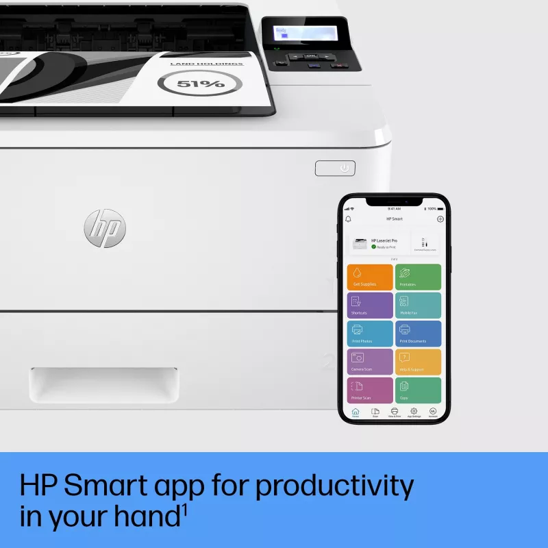 HP LaserJet Pro 4002dn printeris, lāzeris, 1200 x 1200 DPI, A4, 40 ppm, abpusējā druka, balts