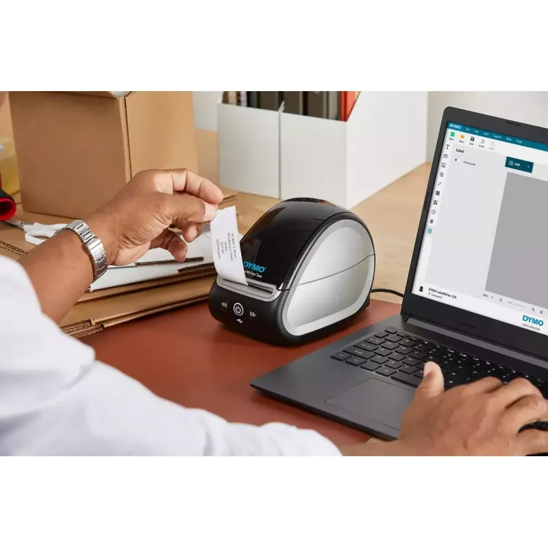 DYMO LabelWriter 550 etiķešu printeris | Etiķešu veidotājs ar tiešo termodruku | Automātiska etiķešu atpazīšana | Drukā adrešu etiķetes, sūtījumu etiķetes, svītrkodu etiķetes u.c. | ES 2 kontaktu spraudnis