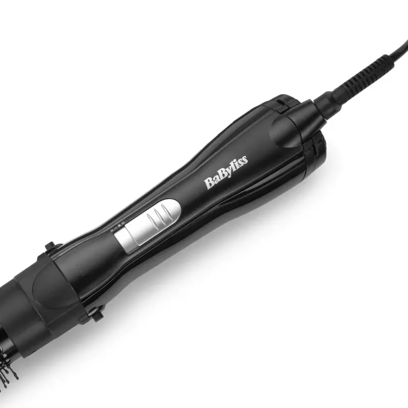 Taisnošanas suka BABYLISS AS82E — keramiskā apsilde, 800 W, 2 siltuma līmeņi, 2 suku galviņas, 2 m grozāms vads, melna
