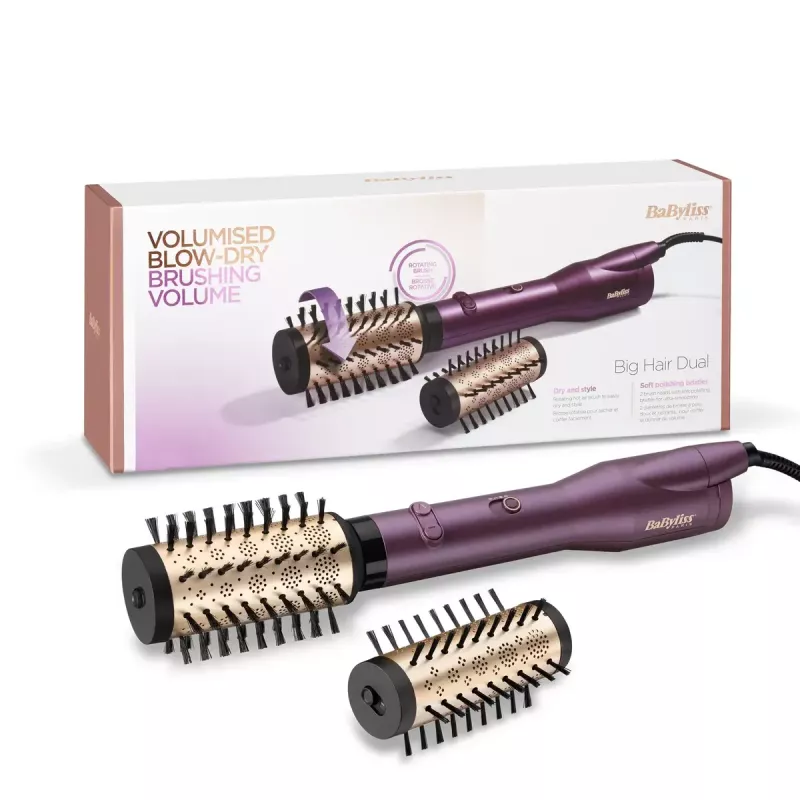 BaByliss Big Hair Dual AS950E rotējošā karstā gaisa suka, violeta/rozā