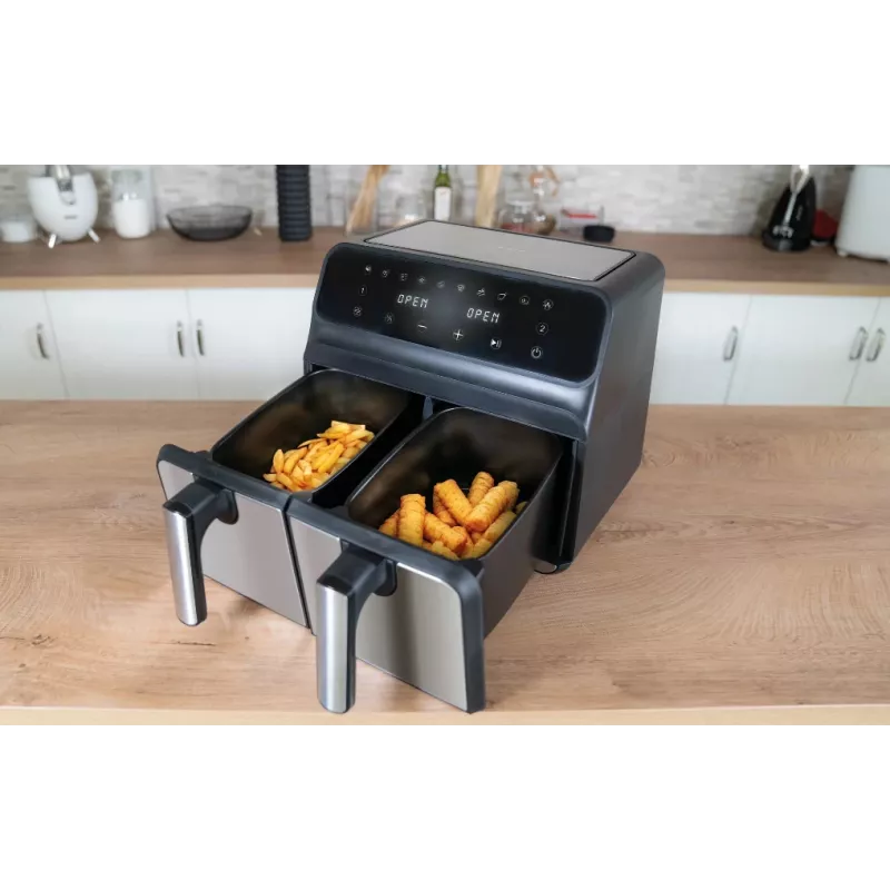 Unold 58685 fritieris Double 8 L Brīvstāvošs 1700 W Karstā gaisa fritieris Melns, Pelēks