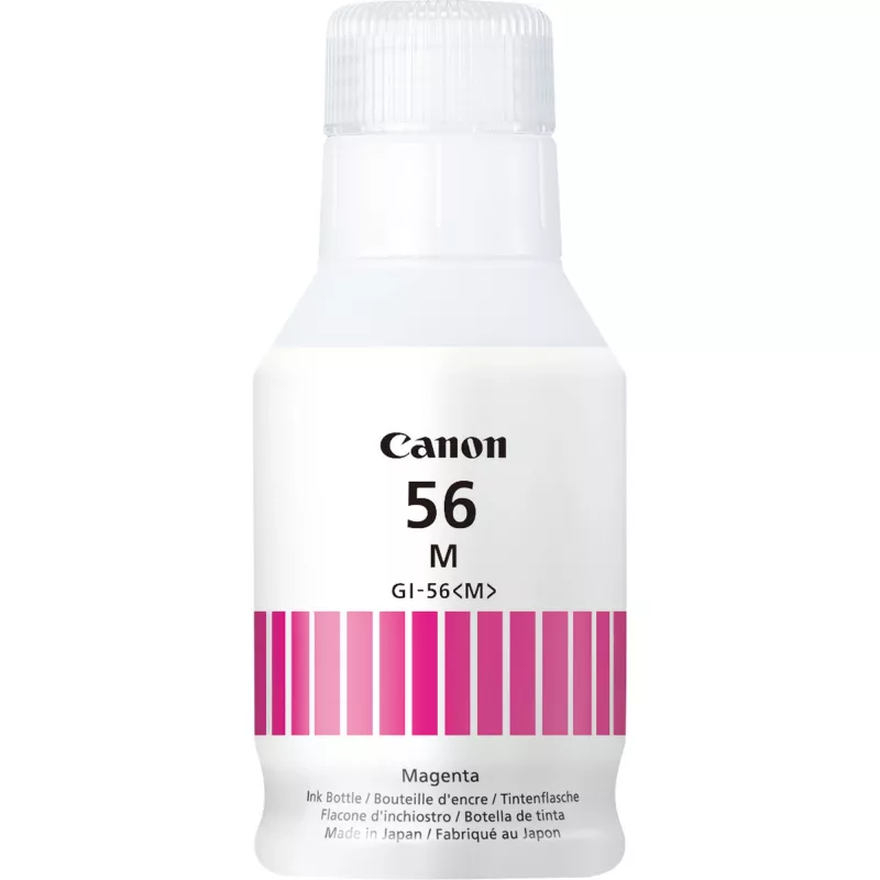 Canon GI-56M tintes pudele, fuksīna. Tips: oriģināla, drukas krāsas: fuksīna, zīmola savietojamība: Canon. Daudzums iepakojumā: 1 gab.