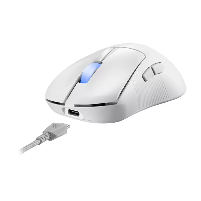 ASUS ROG Keris II Ace Wireless AimPoint White pele Gaming Labā roka RF Bezvadu + Bluetooth + USB Type-A Optiskā 42000 DPI