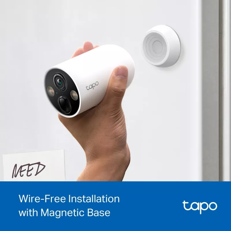 TP-Link Tapo Smart Wire-Free drošības kamera, IP drošības kamera, Ārā, Bezvadu, Pie griestiem/sienas, Balta, Lodes formas