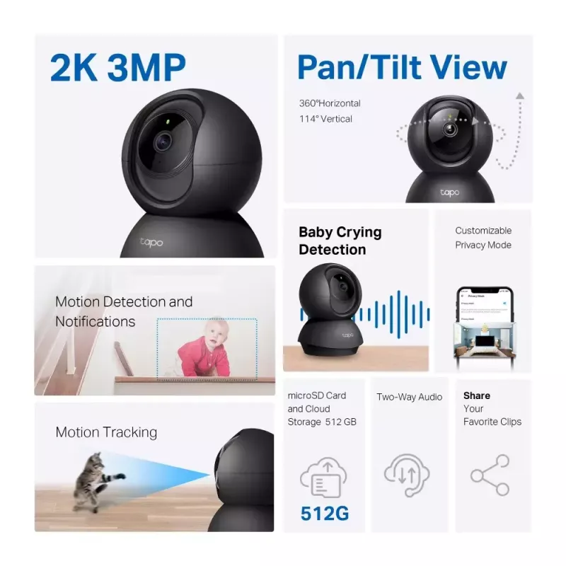 TP-Link Tapo Pan/Tilt mājas drošības Wi-Fi kamera