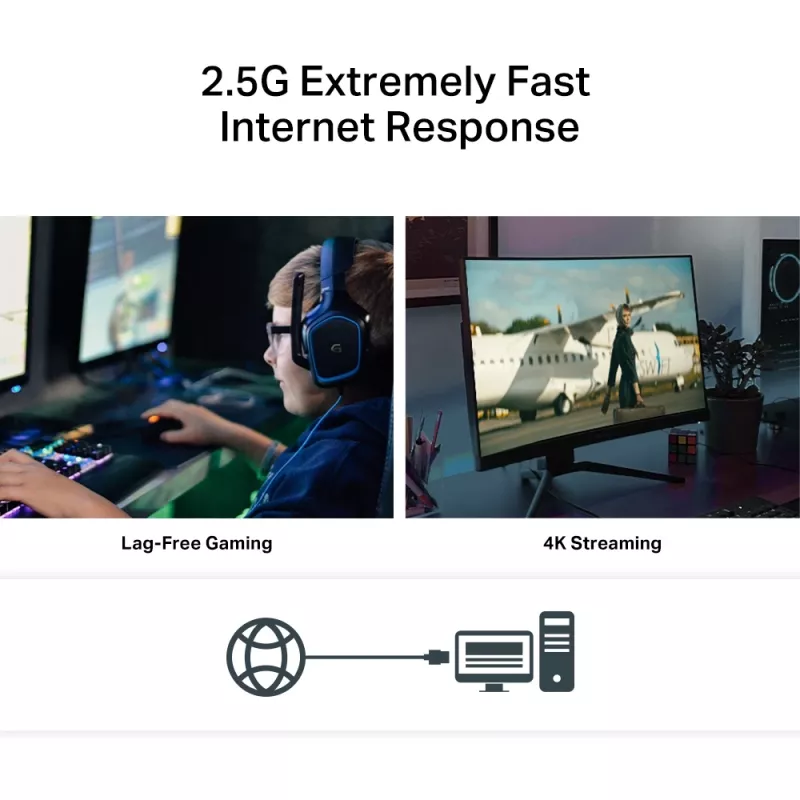 TP-Link 2.5 Gigabit PCIe tīkla adapteris, iekšējais, vadu, PCI Express, Ethernet, 2500 Mbit/s, melns, pelēks