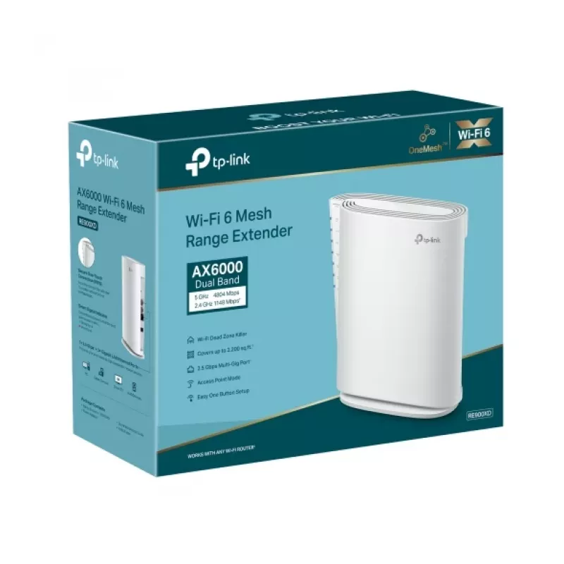 TP-Link RE900XD tīkla paplašinātājs tīkla raidītājs balts 10, 100, 1000, 2500 Mbit/s