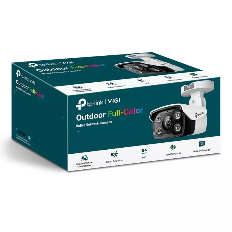 TP-Link VIGI 4MP āra pilnkrāsu ložu tīkla kamera, IP drošības kamera, āra, vadu, griestu/sienas/staba, melna, balta, ložu