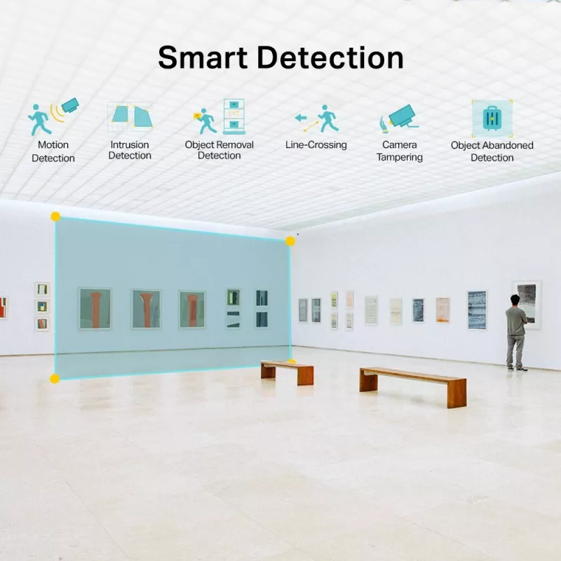 TP-Link VIGI 4MP IR kupola tīkla kamera, IP drošības kamera, iekštelpām un ārtelpām, vadu, CE, BSMI, VCCI, ONVIF, pie griestiem/sienas, melna, balta