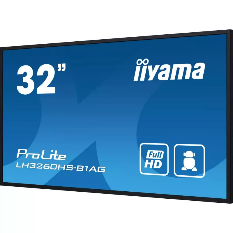 iiyama LH3260HS-B1AG Signage Displejs Digitālais A-board 80 cm (31,5 collas) LED Wi-Fi 500 cd/m² Full HD Melns Iebūvēts procesors Android 11 24/7