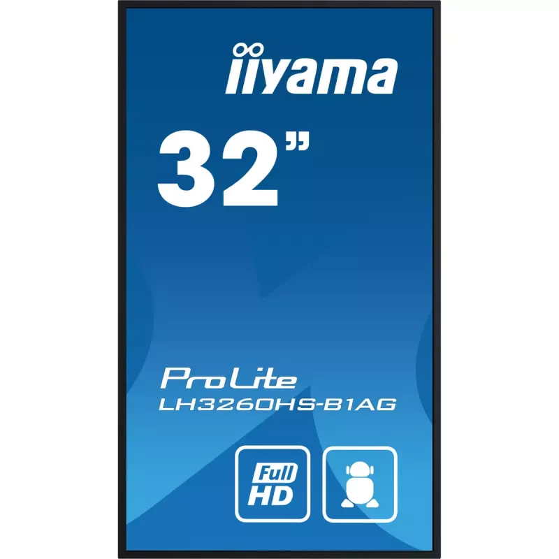 iiyama LH3260HS-B1AG Signage Displejs Digitālais A-board 80 cm (31,5 collas) LED Wi-Fi 500 cd/m² Full HD Melns Iebūvēts procesors Android 11 24/7