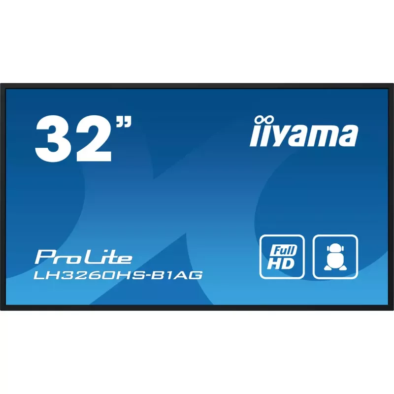 iiyama LH3260HS-B1AG Signage Displejs Digitālais A-board 80 cm (31,5 collas) LED Wi-Fi 500 cd/m² Full HD Melns Iebūvēts procesors Android 11 24/7
