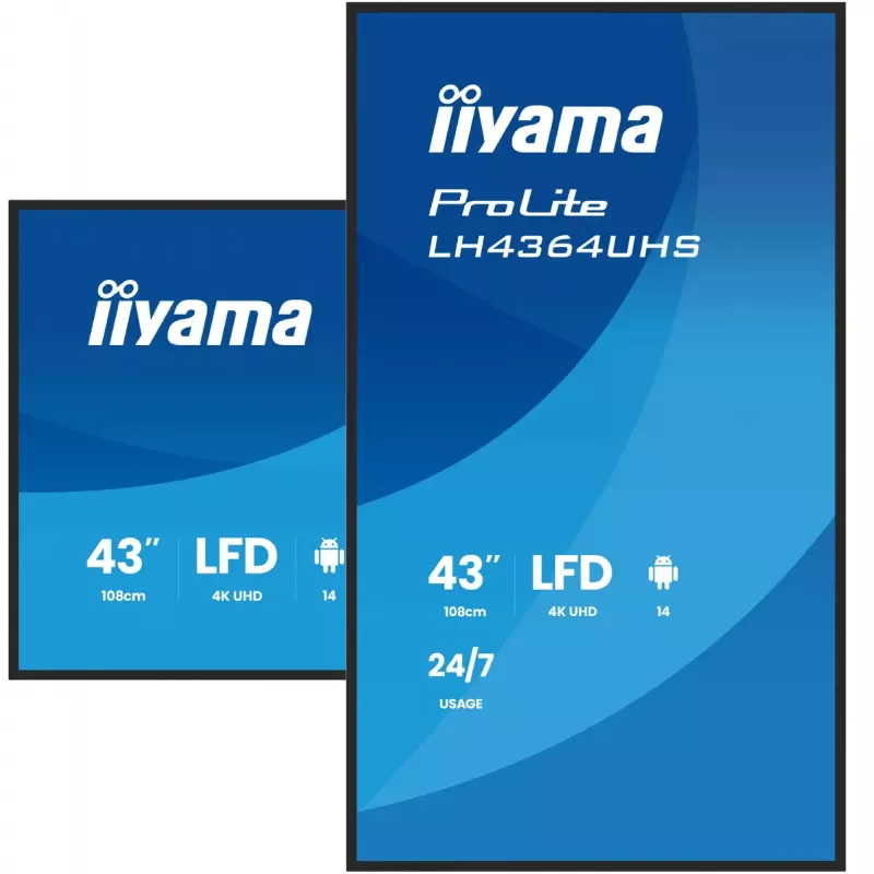 Digitālās izkārtnes plakanais panelis iiyama LH4364UHS-B1AG 43 collu LED 4K Ultra HD