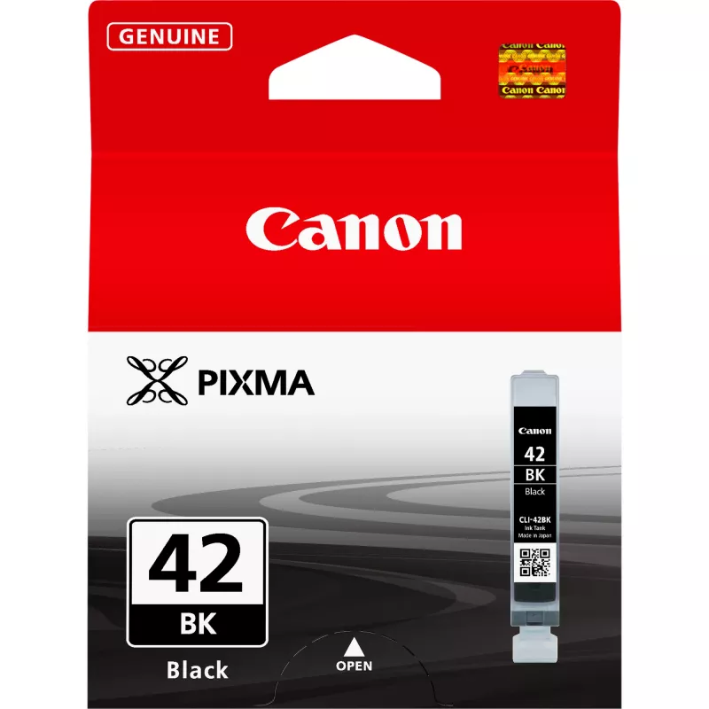 Canon CLI-42BK melnā tintes kasetne, standarta ietilpība, foto melna, uz krāsvielu bāzes veidota tinte, 1 gab., 900 lappuses