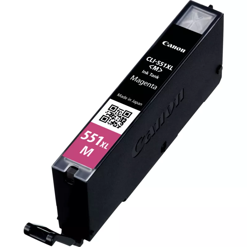 Canon CLI-551XL augstas ietilpības fuksīna tintes kasetne, augsta (XL) ietilpība, Photo fuksīna, uz krāsvielu bāzes veidota tinte, 1 gab., 660 lapas, viens iepakojums