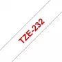 Etiķešu veidošanas lente Brother TZE-232 Sarkana uz balta
