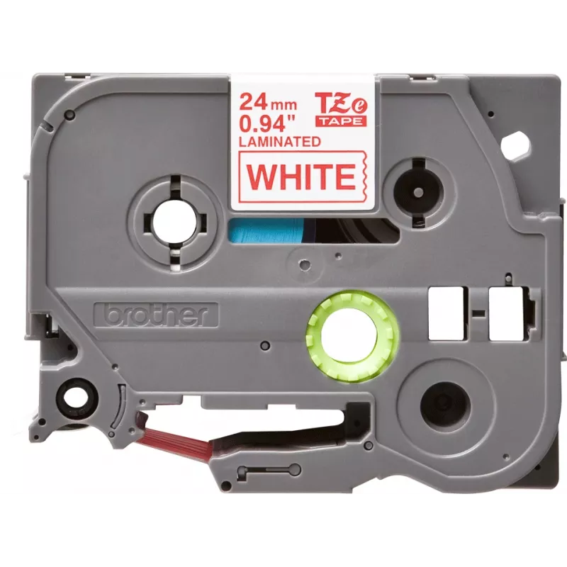Laminēta lente Brother TZe252 24mm sarkana uz balta