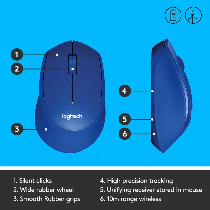 Pele Logitech M330 SILENT PLUS RF Wireless